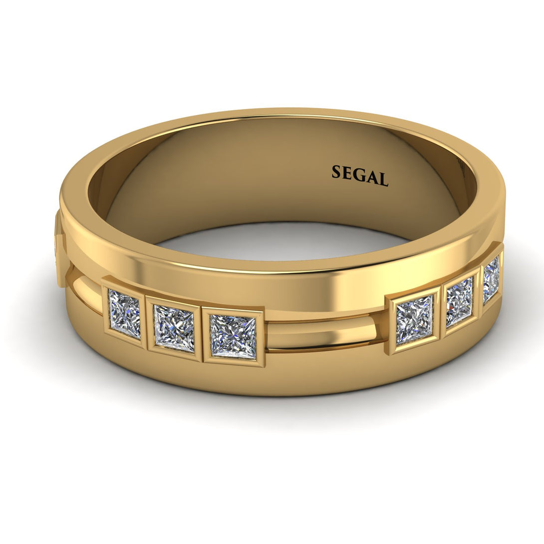 Custom 9mm Glamorous Princess Diamond Wedding Ring - Samuel No. 1000