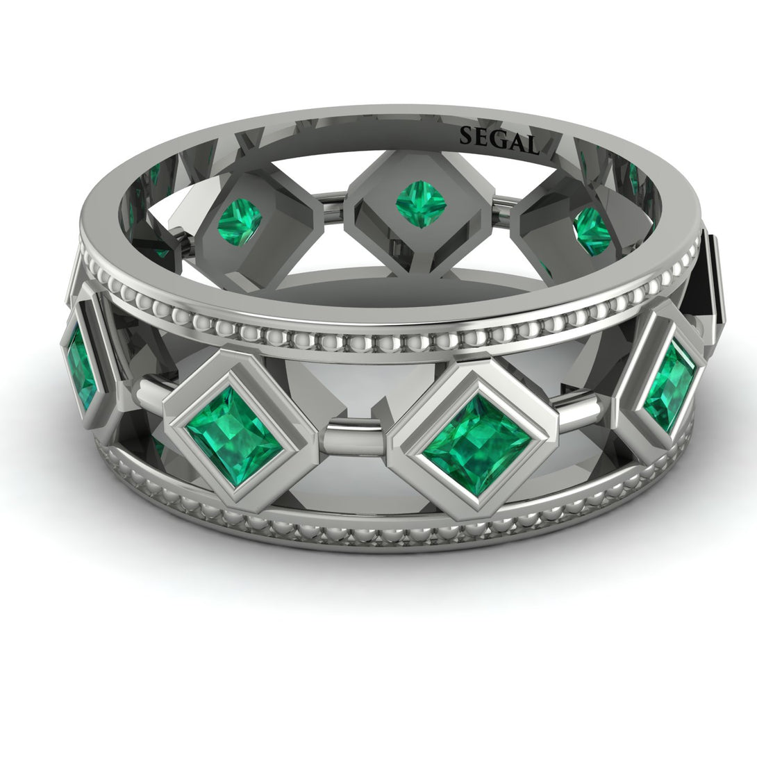 Glamorous Emerald Wedding Ring - Lucas No. 6
