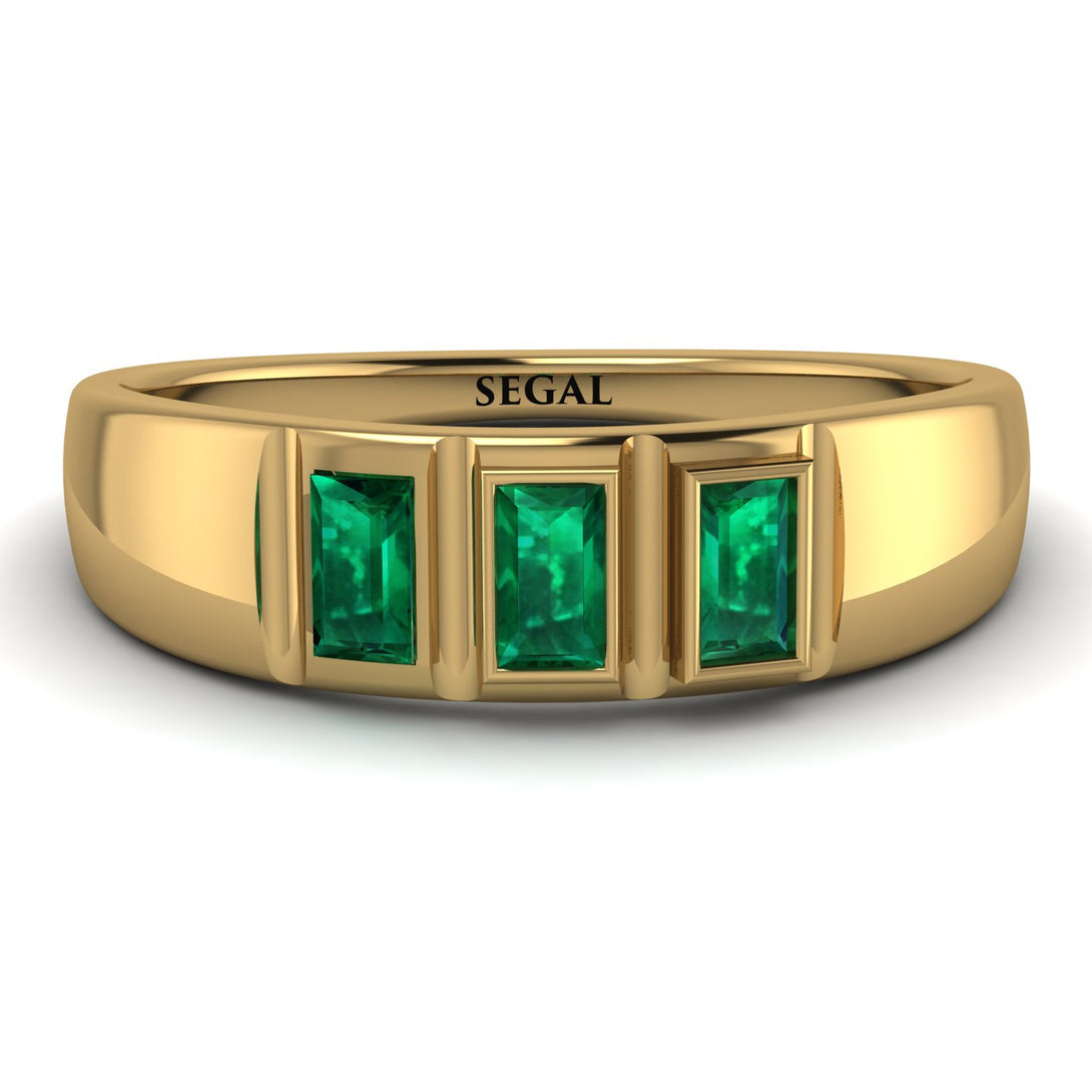 3 Stone Bagutte Emerald Ring - Lilly No. 4
