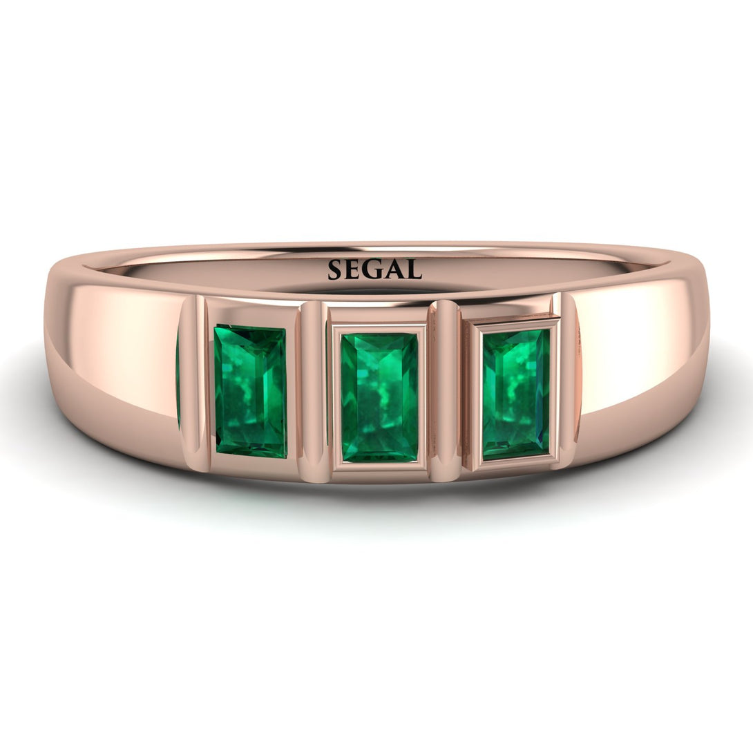 3 Stone Bagutte Emerald Ring - Lilly No. 5