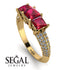 3 Stones Princess Ruby Ring - Rebecca No. 10 image 10