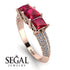 3 Stones Princess Ruby Ring - Rebecca No. 11 image 10