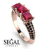 3 Stones Princess Ruby Ring - Rebecca No. 41 image 10