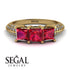 3 Stones Princess Ruby Ring - Rebecca No. 10 image 2