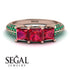 3 Stones Princess Ruby Ring - Rebecca No. 26 image 2