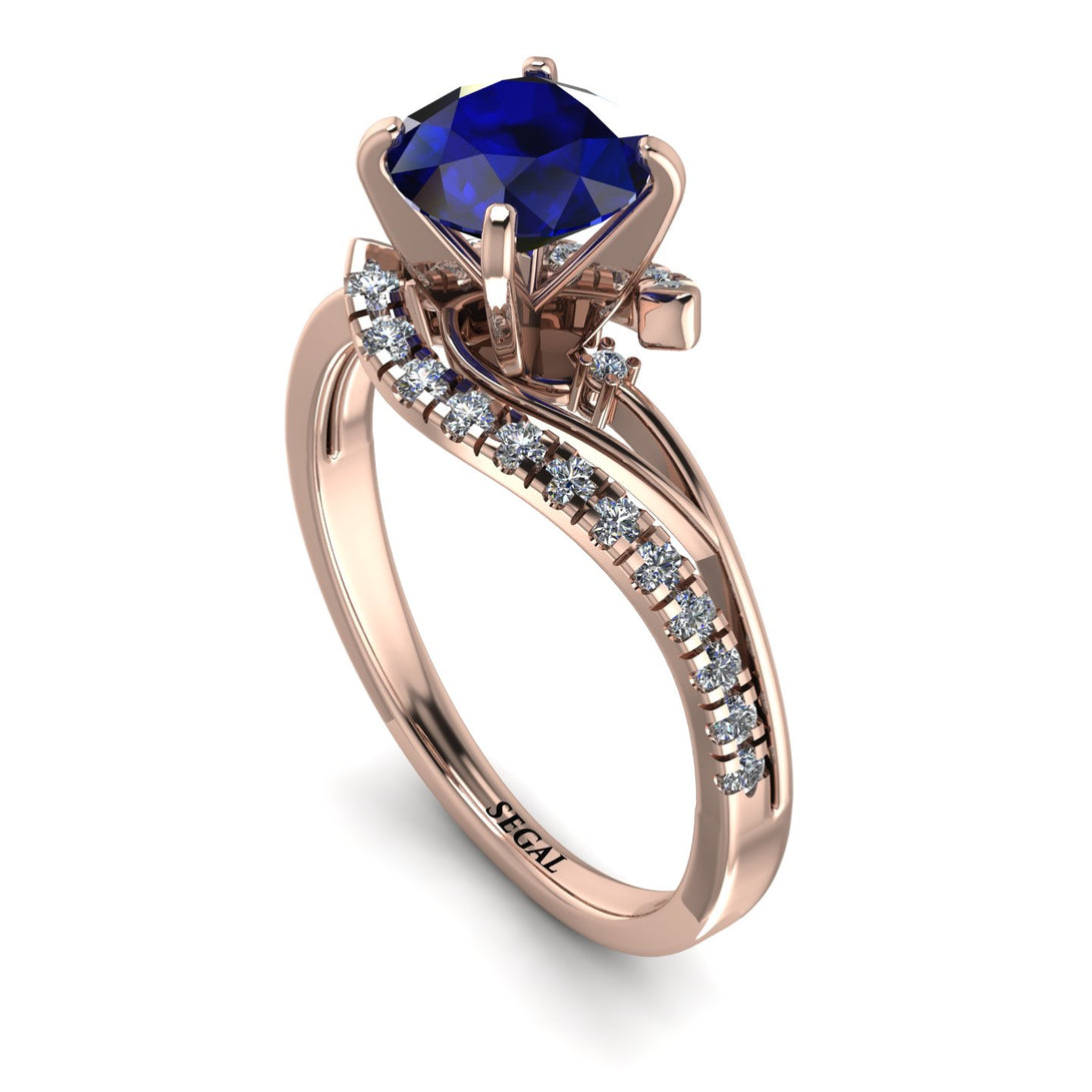 Twist Shank Sapphire Engagement Ring - Maria No. 14