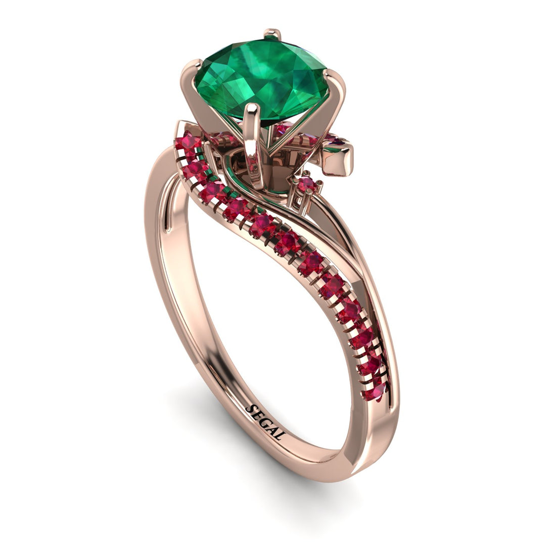 Twist Shank Emerald Engagement Ring - Maria No. 50