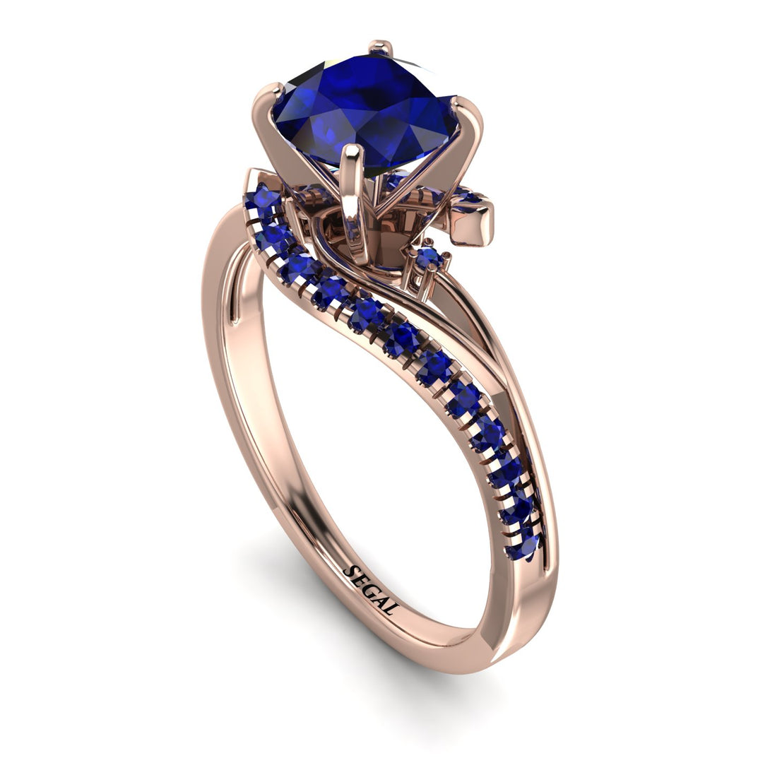 Twist Shank Sapphire Engagement Ring - Maria No. 74