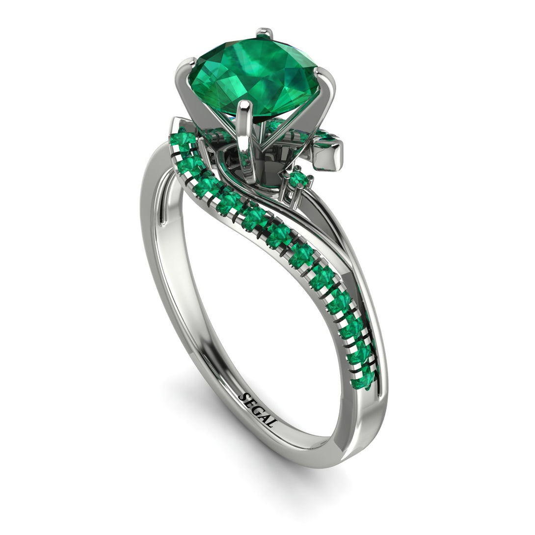 Twist Shank Emerald Engagement Ring - Maria No. 21