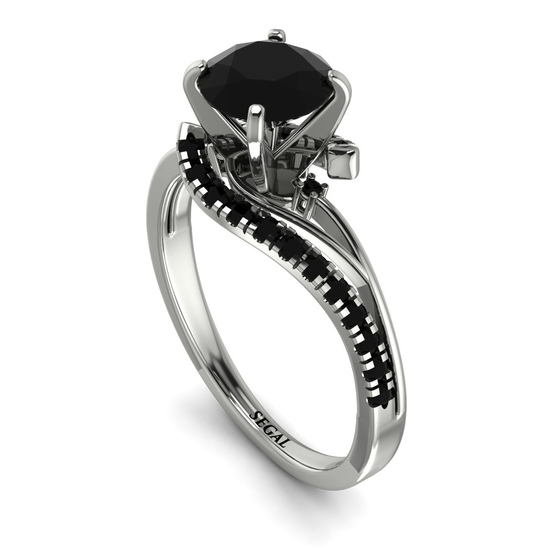 Twist Shank Black Diamond Engagement Ring - Maria No. 39