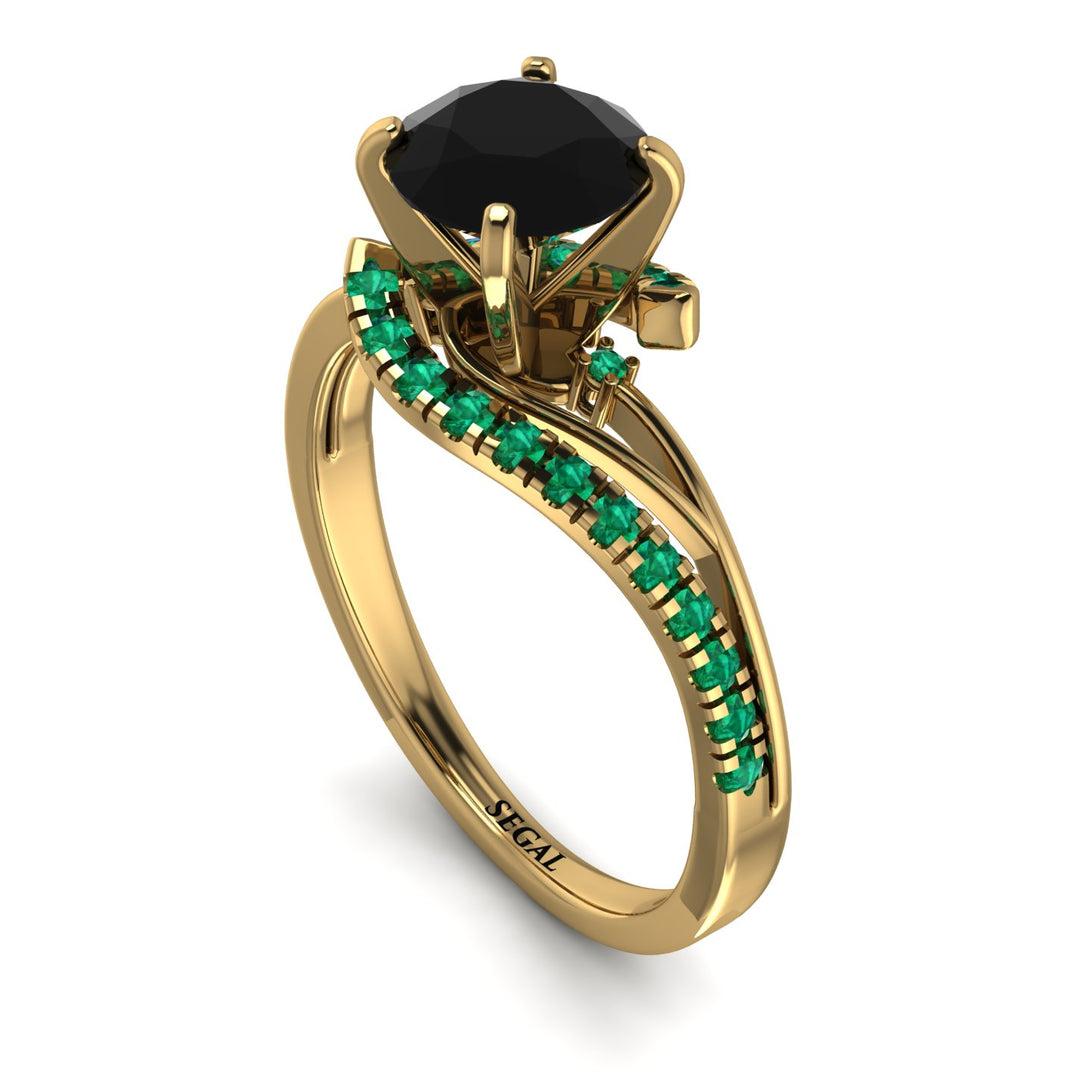Twist Shank Black Diamond Engagement Ring - Maria No. 22