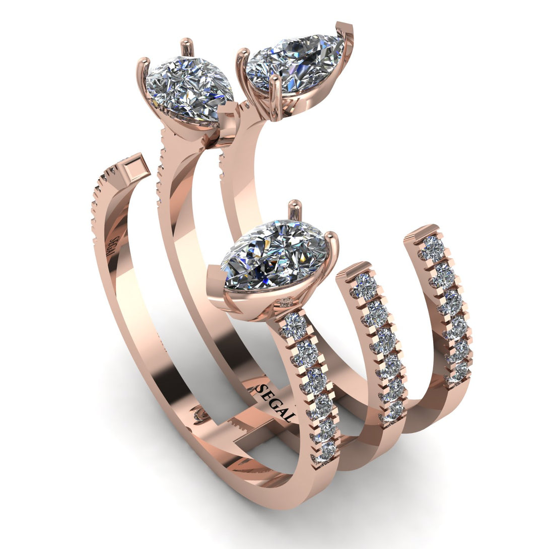 Pear Shape Diamond Glam Open Ring - Quinn No. 2