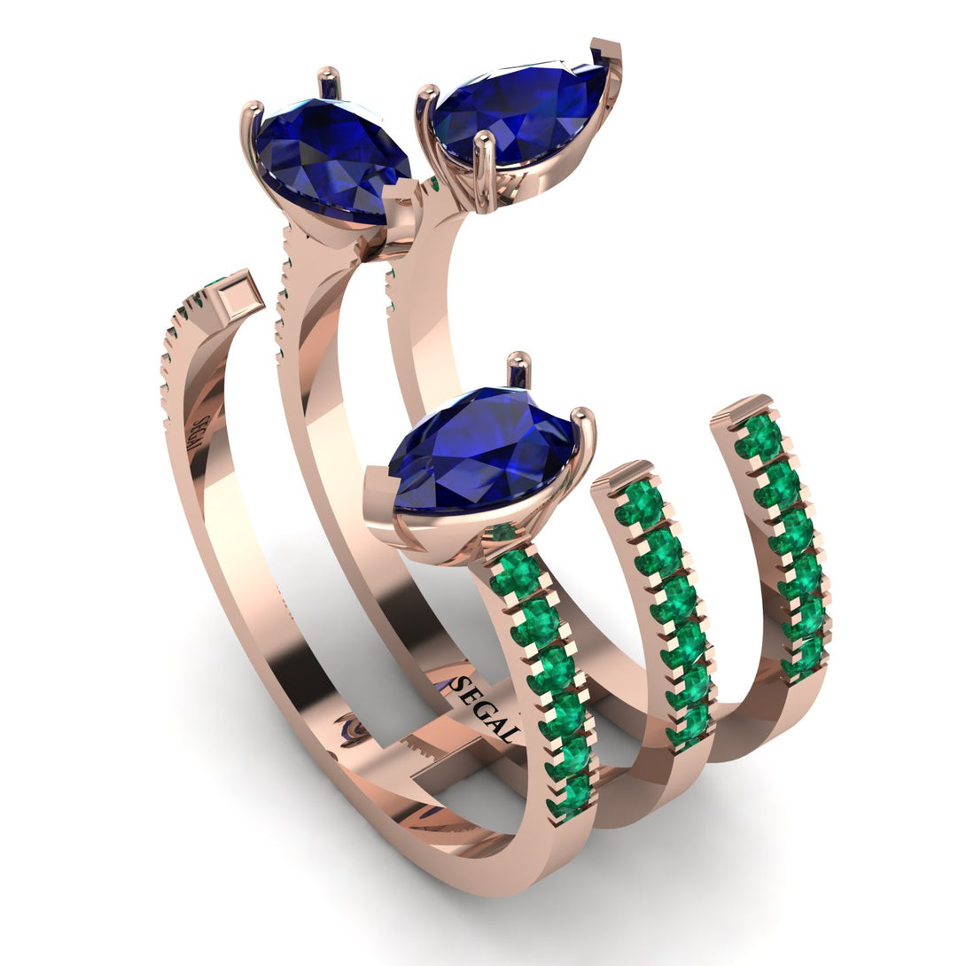 Pear Shape Sapphire Glam Open Ring - Quinn No. 29