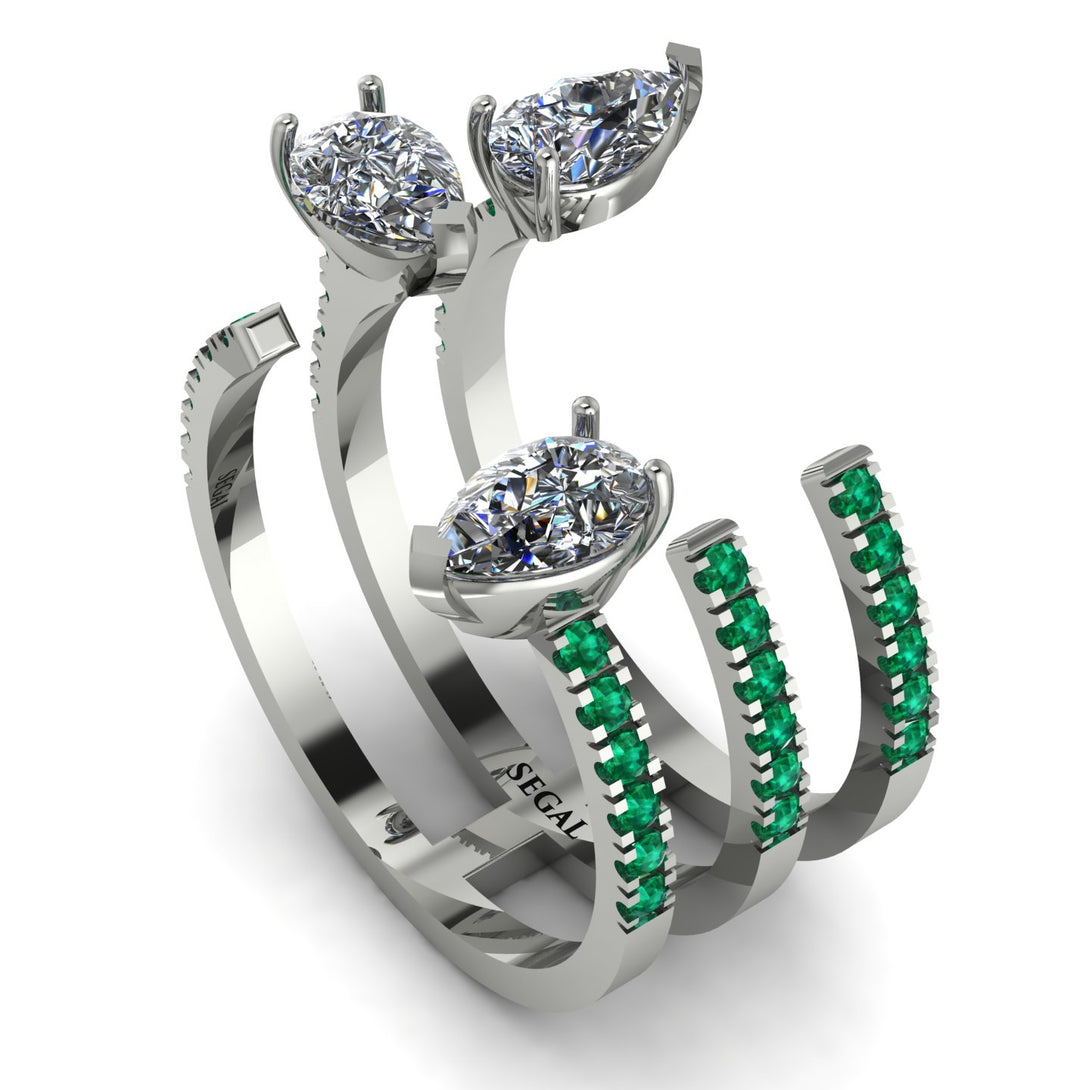 Pear Shape Diamond Glam Open Ring - Quinn No. 18