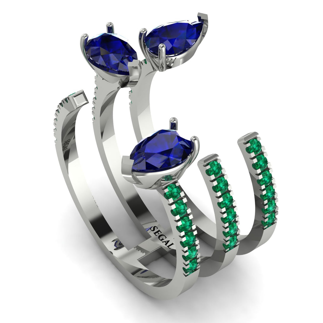 Pear Shape Sapphire Glam Open Ring - Quinn No. 30