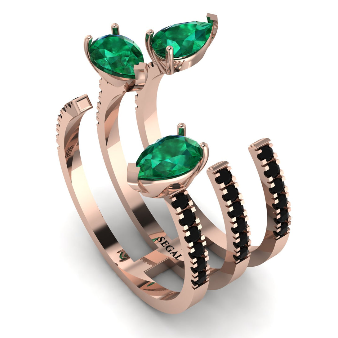 Pear Shape Emerald Glam Open Ring - Quinn No. 35