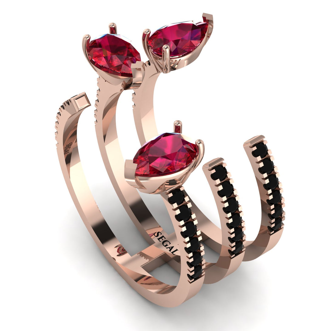 Pear Shape Ruby Glam Open Ring - Quinn No. 41