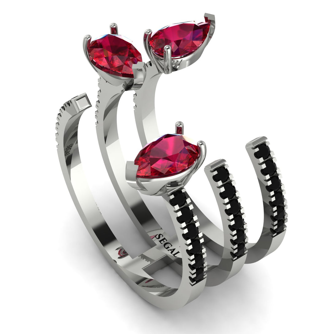 Pear Shape Ruby Glam Open Ring - Quinn No. 42