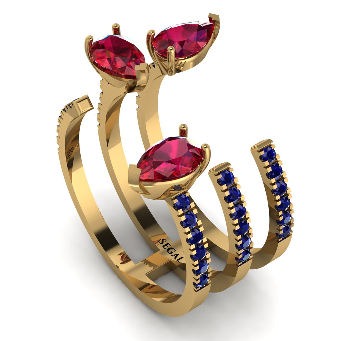 Pear Shape Ruby Glam Open Ring - Quinn No. 70