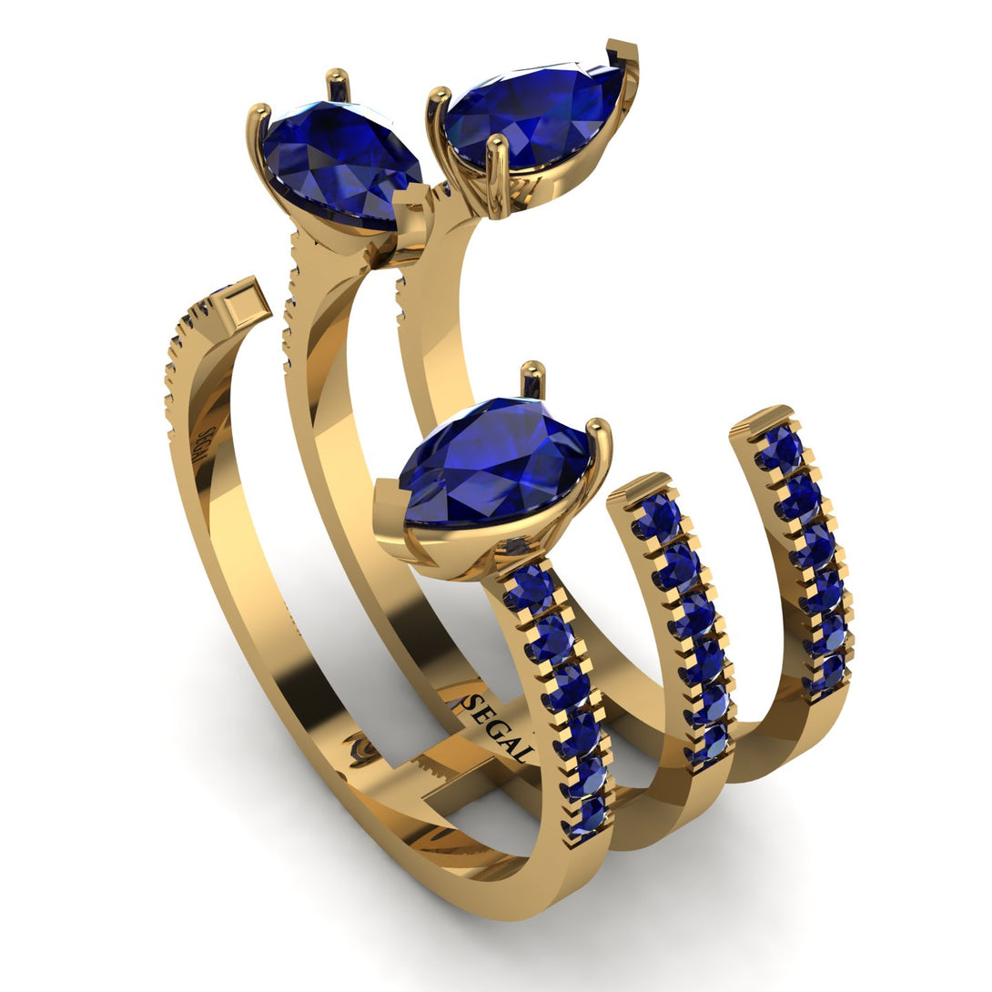 Pear Shape Sapphire Glam Open Ring - Quinn No. 73