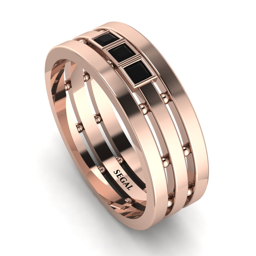 Geometrical Black Diamond Wedding Ring - David No. 8