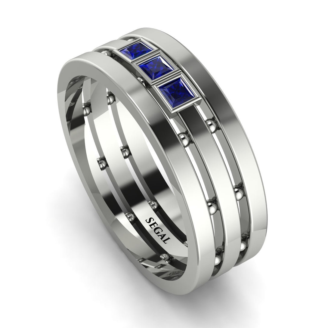 Geometrical Sapphire Wedding Ring - David No. 15