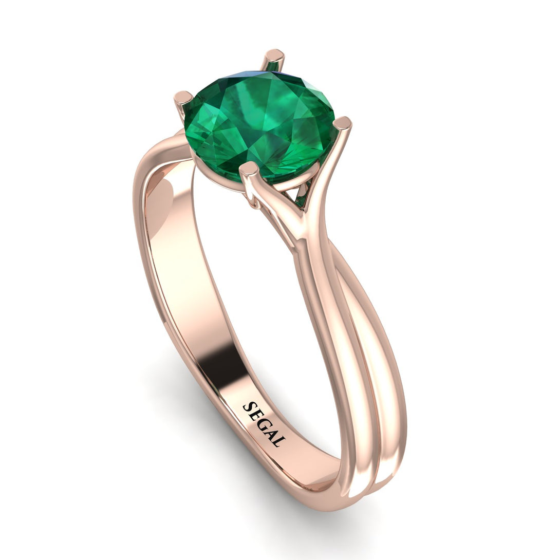 Solitaire Twist Shank Emerald Ring - Eleanor No. 5