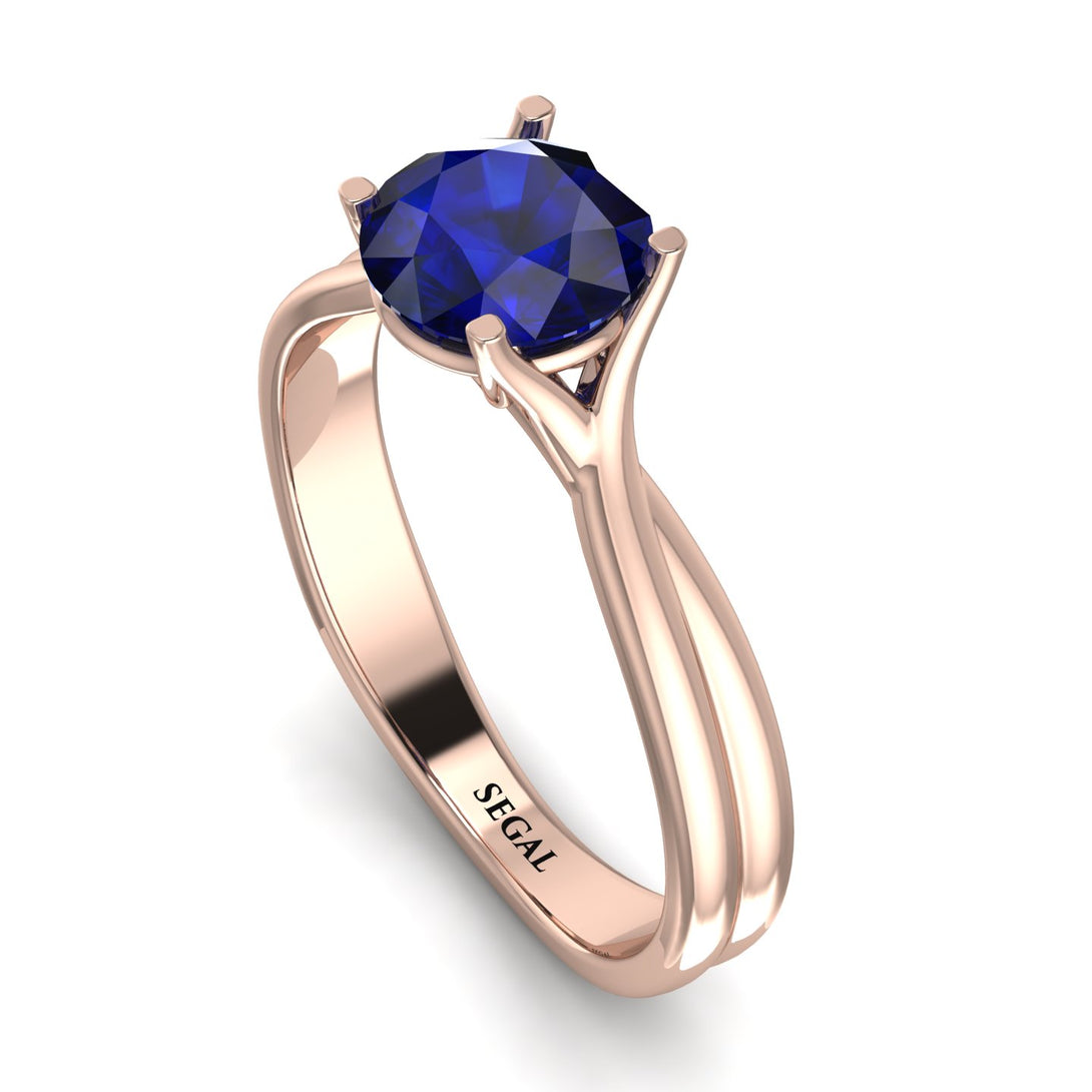 Solitaire Twist Shank Sapphire Ring - Eleanor No. 14