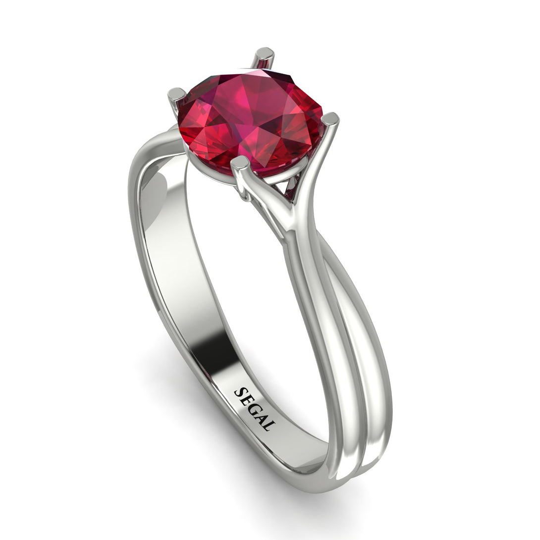 Solitaire Twist Shank Ruby Ring - Eleanor No. 12