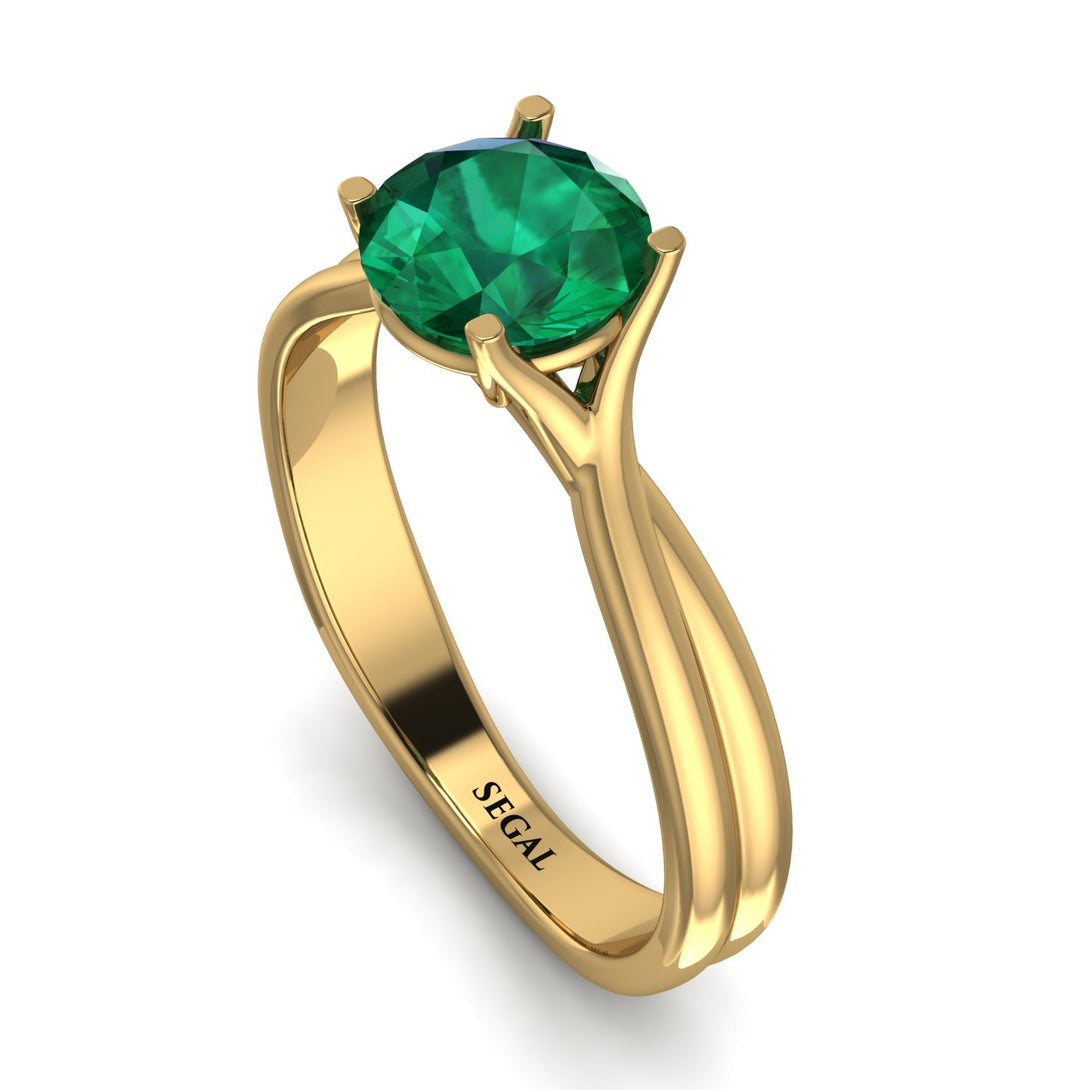 Solitaire Twist Shank Emerald Ring - Eleanor No. 4