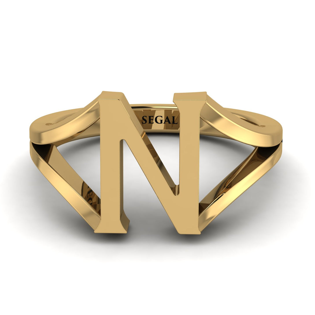 Gold Initial N Ring