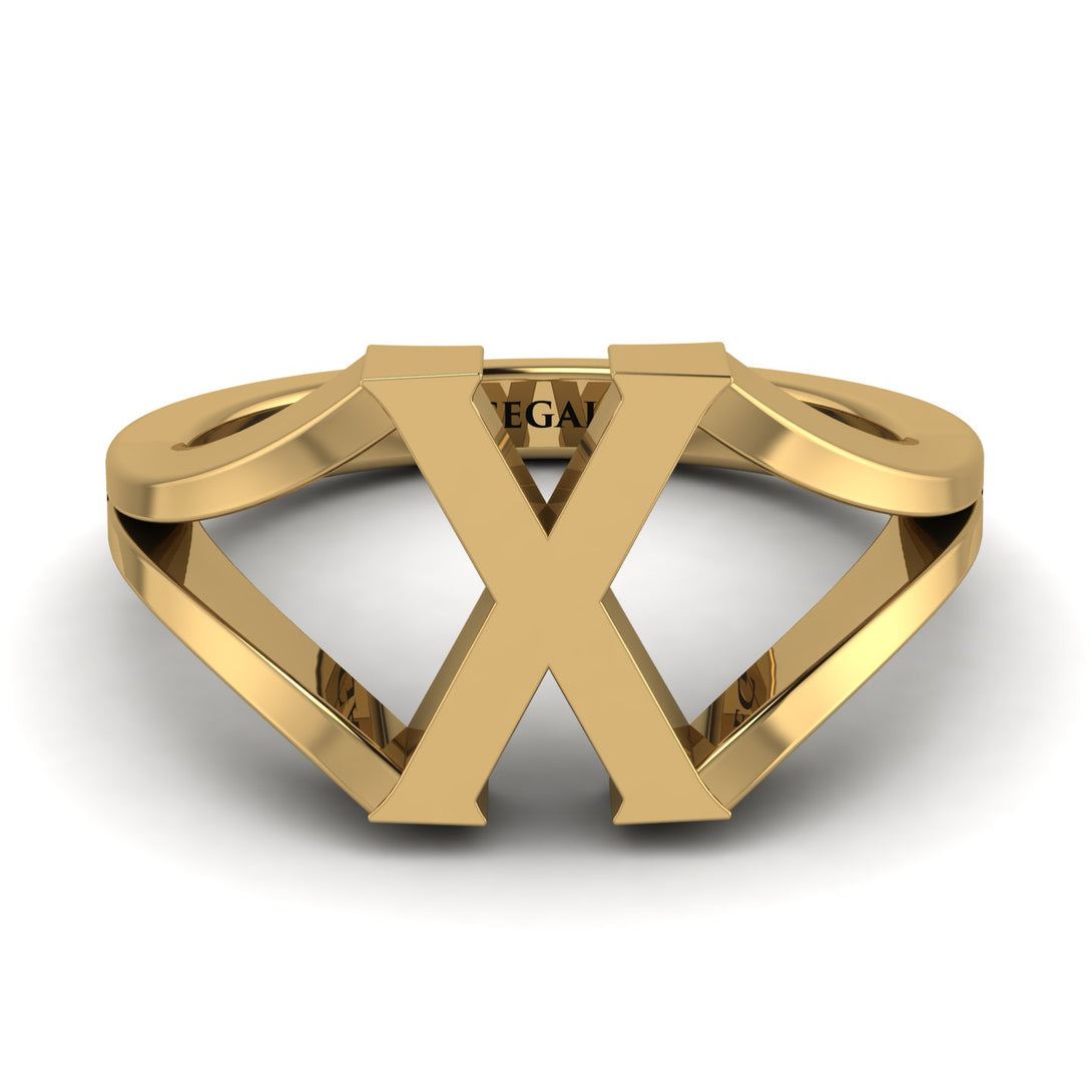 Gold Initial X Ring