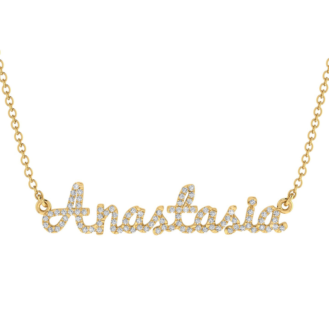 Diamond Gold Name Necklace - Anastasia