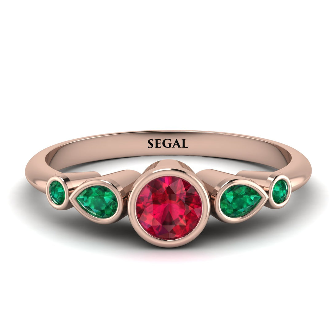 Bezel Symmetrical Ruby Ring - Ivy No. 26
