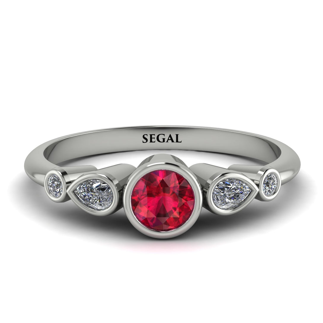 Bezel Symmetrical Ruby Ring - Ivy No. 12