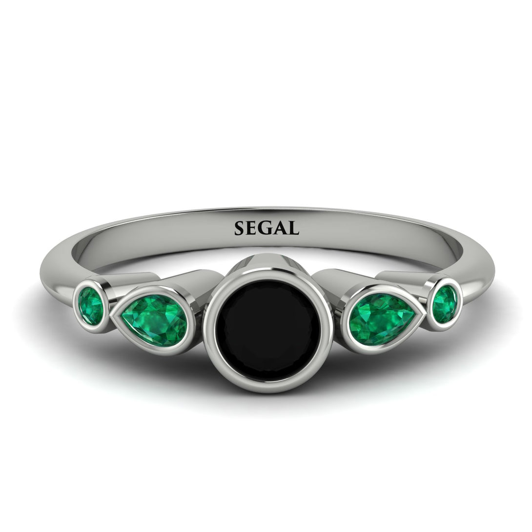 Bezel Symmetrical Black Diamond Ring - Ivy No. 24
