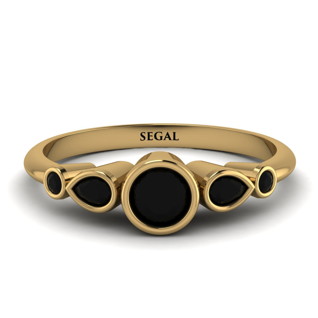 Bezel Symmetrical Black Diamond Ring - Ivy No. 37