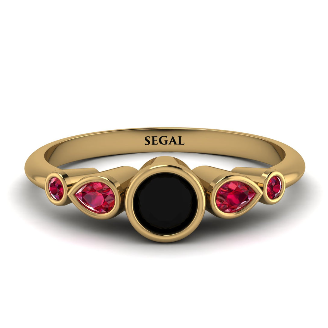 Bezel Symmetrical Black Diamond Ring - Ivy No. 52