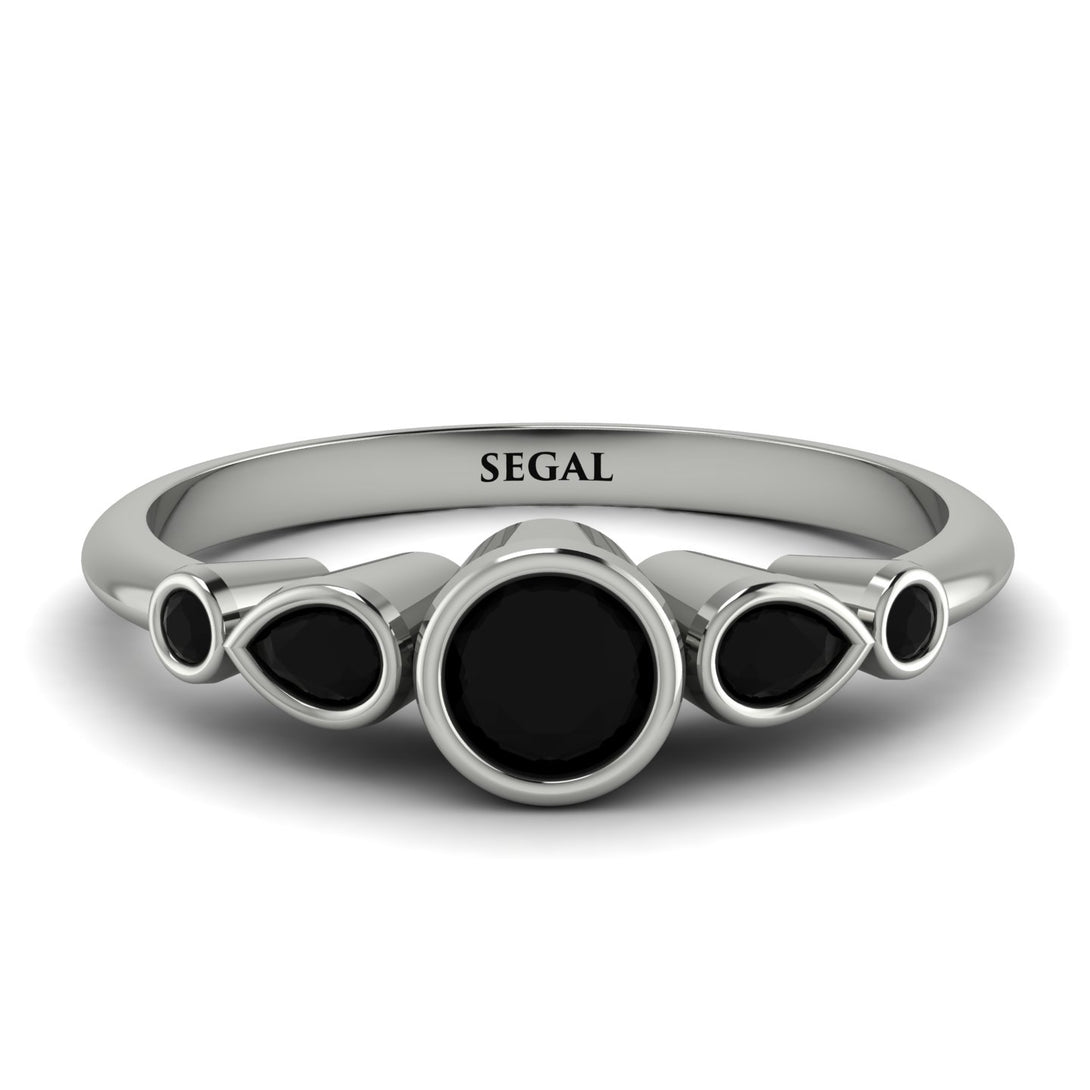 Bezel Symmetrical Black Diamond Ring - Ivy No. 69