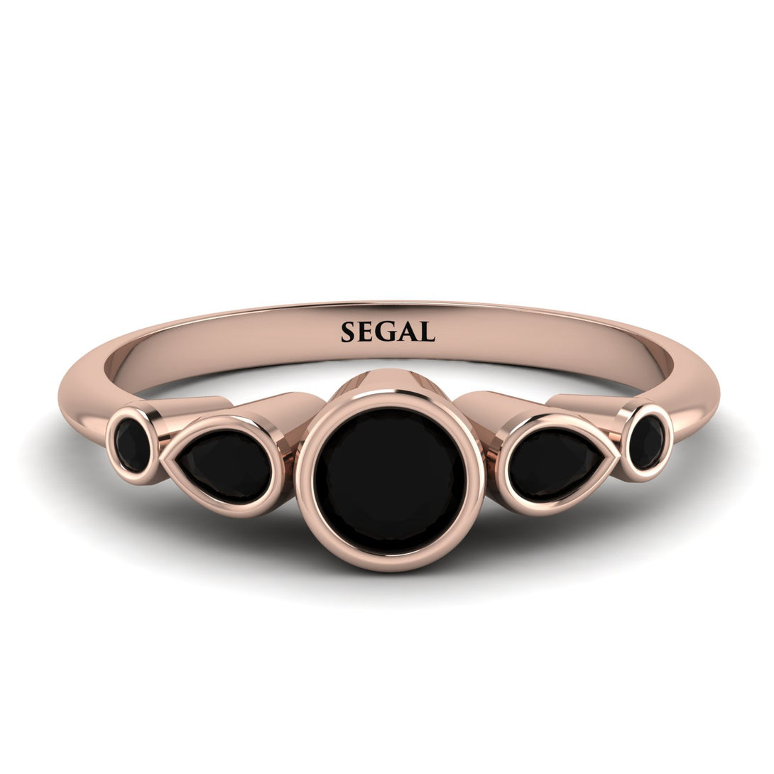 Bezel Symmetrical Black Diamond Ring - Ivy No. 38