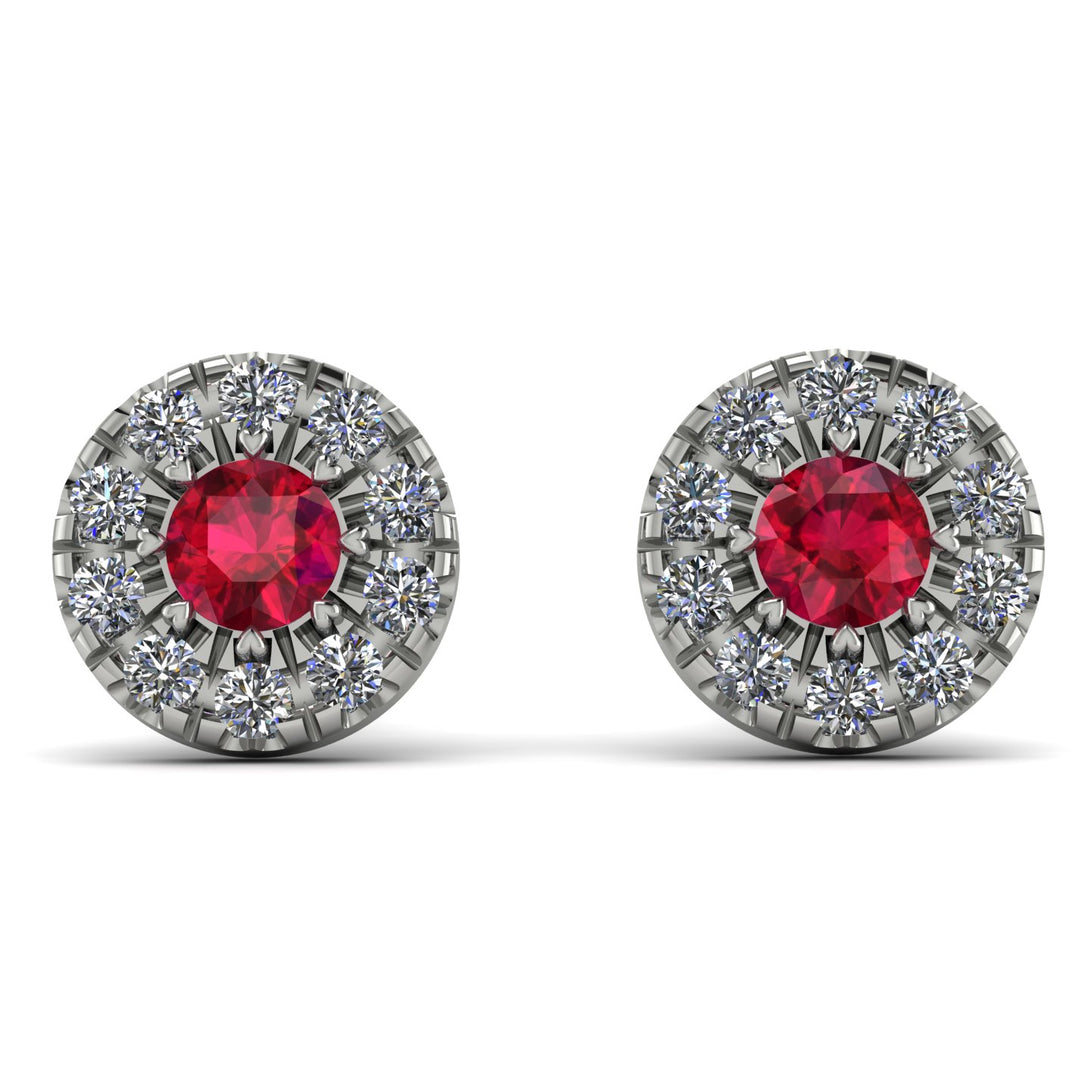 Halo Ruby Earrings - Heaven No. 12