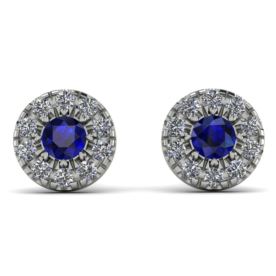 Halo Sapphire Earrings - Heaven No. 15