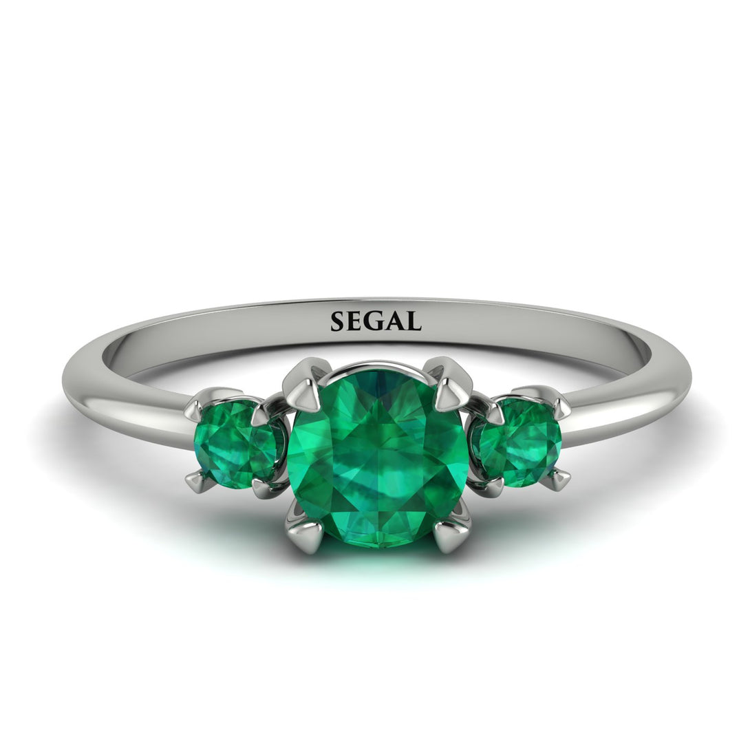 Classic Three Stone Emerald Engagement Ring - Valentina No. 21