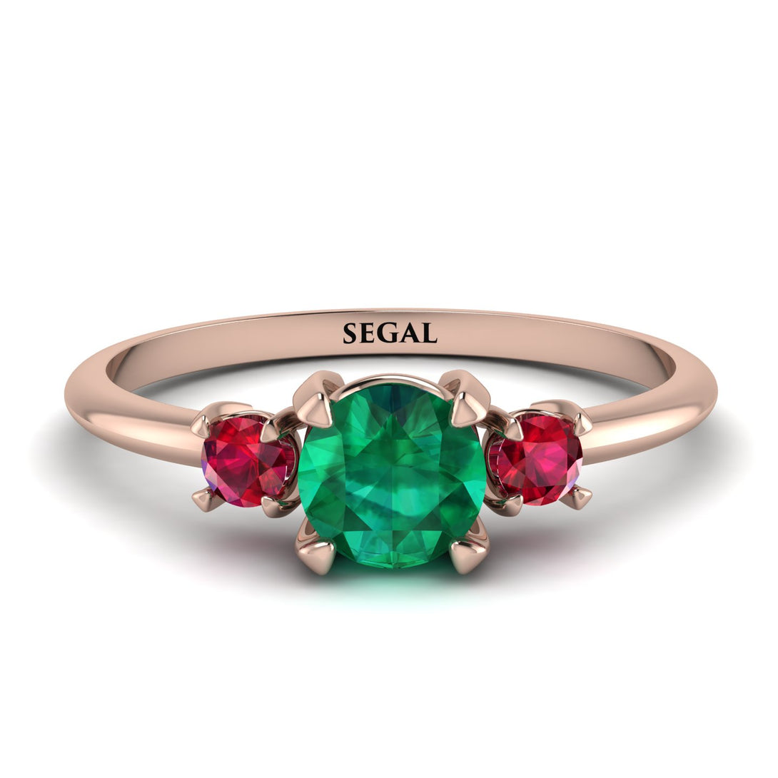 Classic Three Stone Emerald Engagement Ring - Valentina No. 50
