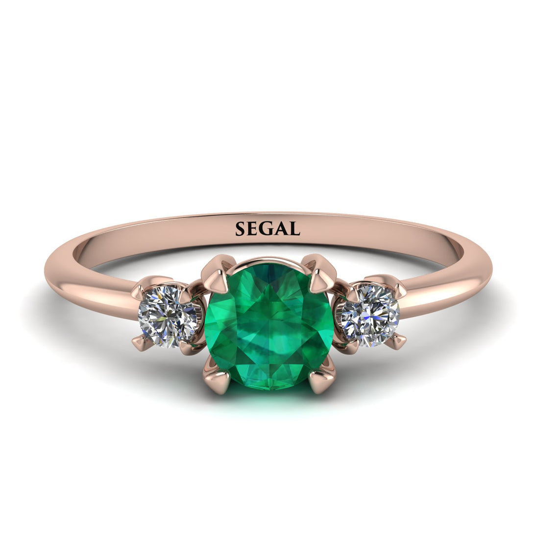 Classic Three Stone Emerald Engagement Ring - Valentina No. 5