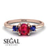 Classic Three Stone Ruby Engagement Ring - Valentina No. 71 image 10