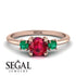Classic Three Stone Ruby Engagement Ring - Valentina No. 26 image 10