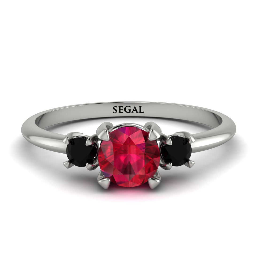 Classic Three Stone Ruby Engagement Ring - Valentina No. 42