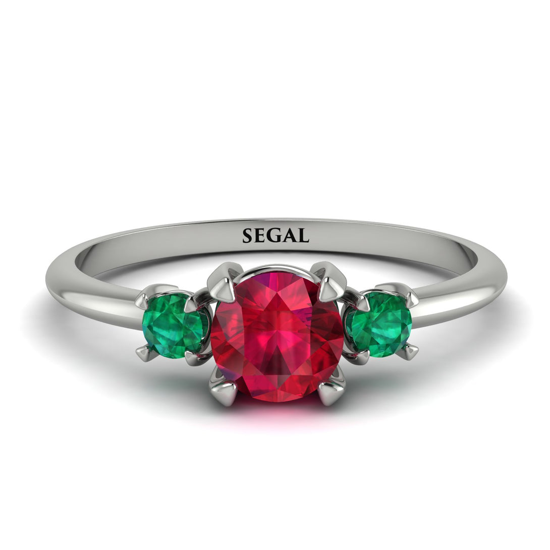 Classic Three Stone Ruby Engagement Ring - Valentina No. 27