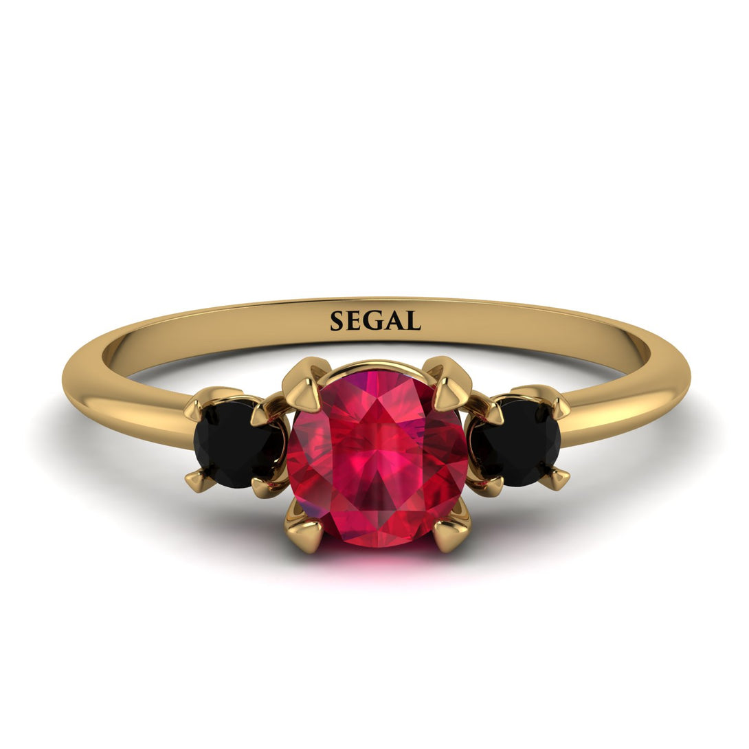 Classic Three Stone Ruby Engagement Ring - Valentina No. 40